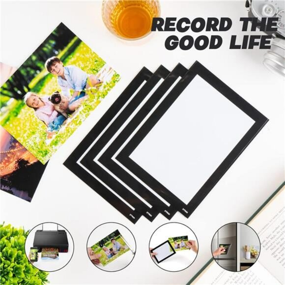 Magnetic 4x6 picture frame set of 10 black border fridge photo holder display - Picture 6 of 7
